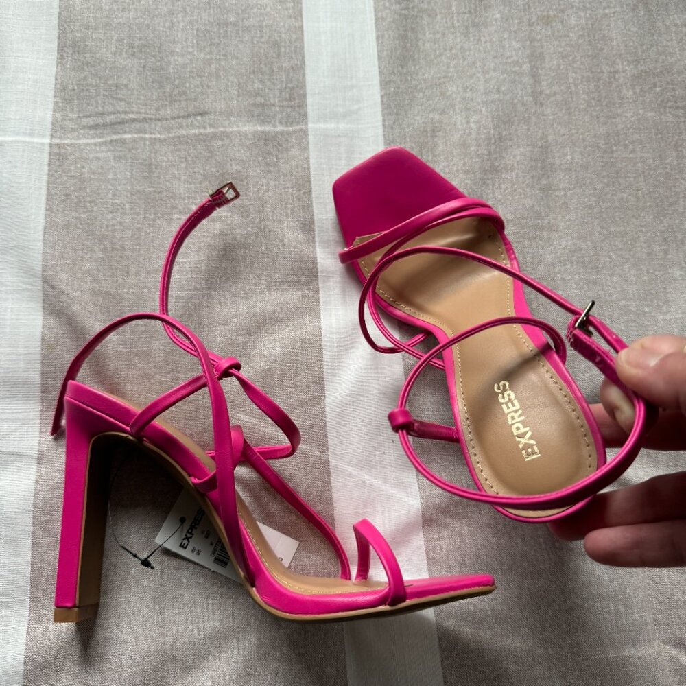 NWT Express Strappy High Heels in Rose Pink Sz 7 - Picture 5 of 5